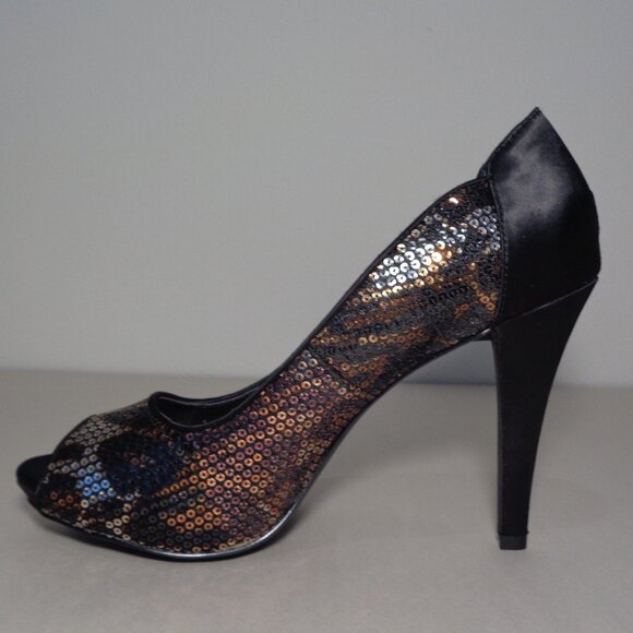Style & Co. Size 8 M / NAVEAH / Black / Sequin / Satin Heels New Women's Shoes - Picture 9 of 16